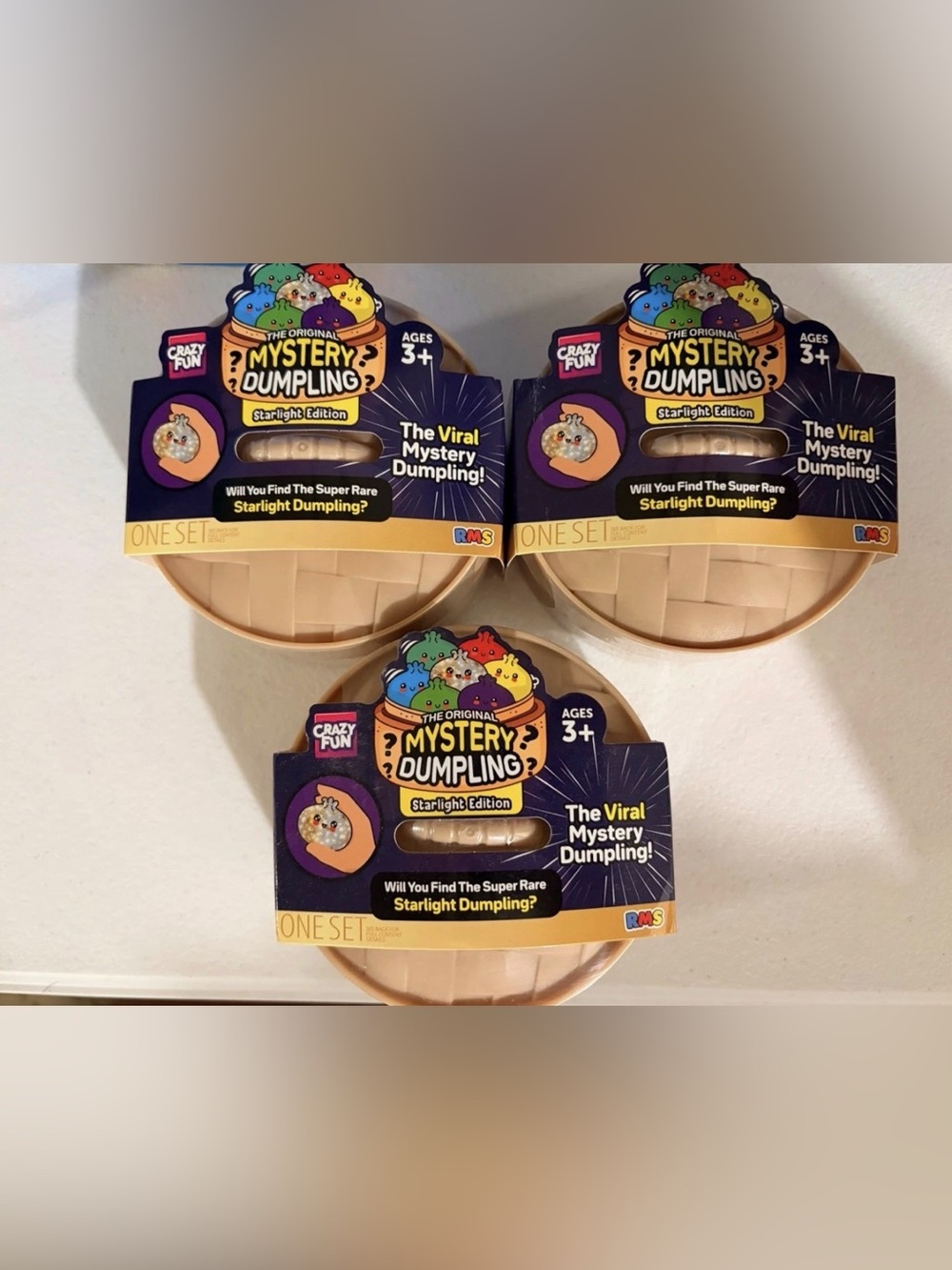 Crazy Fun The Original Mystery Dumpling Starlight Edition Squishy Bun (LOT OF 3)